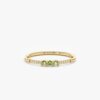 925 Sterling Silver Peridot and Diamond Ring