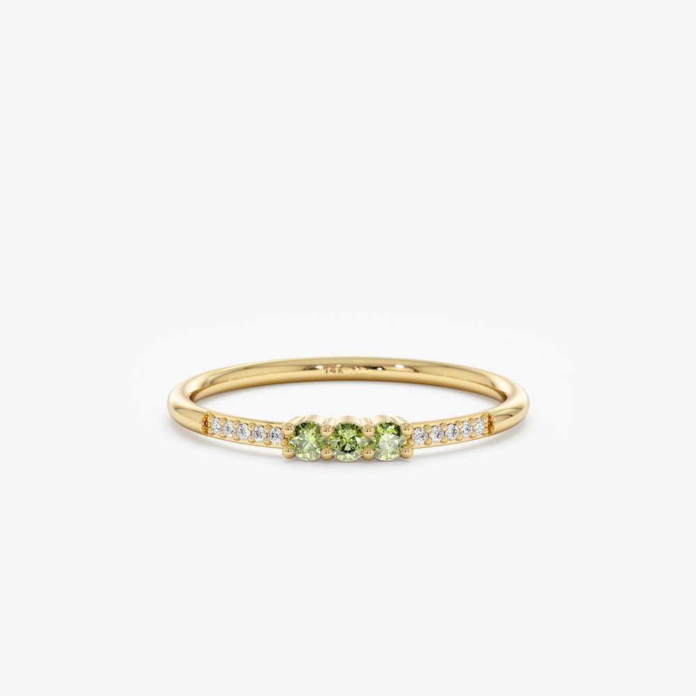 925 Sterling Silver Peridot and Diamond Ring