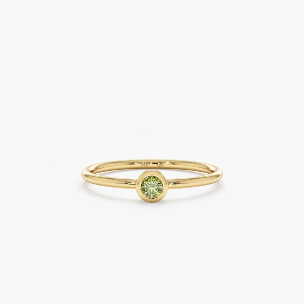 925 Sterling Silver Peridot Bezel Ring