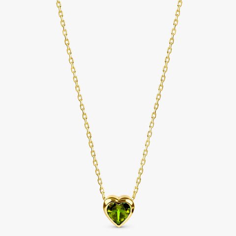 925 Sterling Silver Peridot Heart Necklace