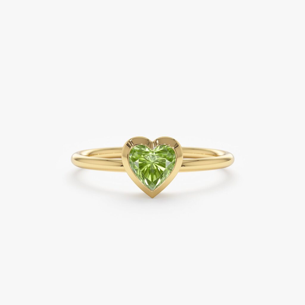 925 Sterling Silver Peridot Heart Ring