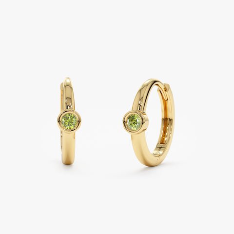 925 Sterling Silver Peridot Huggies