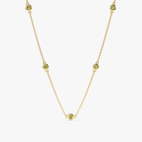925 Sterling Silver Peridot Station Necklace