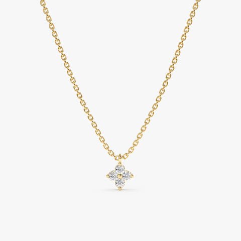 925 Sterling Silver Petite Diamond Clover Necklace