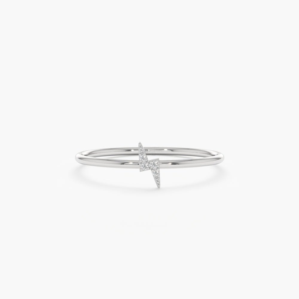 925 Sterling Silver Petite Diamond Lightning Bolt Ring