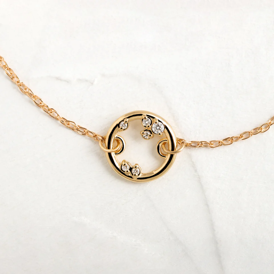 925 Sterling Silver Petite Diamond Satellite Bracelet