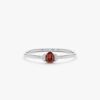 925 Sterling Silver Petite Garnet Diamond Engagement Ring - Image 3