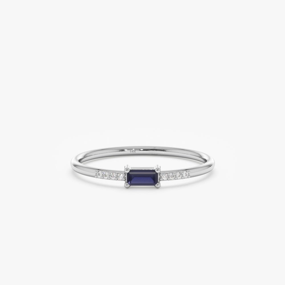 925 Sterling Silver Petite Sapphire and Diamond Ring