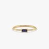 Sterling silver ring with sapphire and diamond pave details