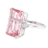 925 Sterling Silver Pink Morganite and Diamond Solitaire Cocktail Ring - Image 3