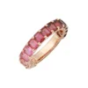 925 Sterling Silver Pink Ombre Emerald Cut Topaz 3/4 Band