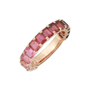 925 Sterling Silver Pink Ombre Emerald Cut Topaz 3/4 Band