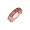 925 Sterling Silver Pink Ombre Emerald Cut Topaz 3/4 Band - Image 3
