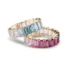 925 Sterling Silver Pink Ombre Emerald Cut Topaz Eternity Band - Image 4