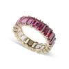 925 Sterling Silver Pink Ombre Emerald Cut Topaz Eternity Band - Image 5