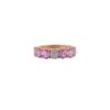 925 Sterling Silver band ring with pink sapphire and diamond accents