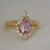 925 Sterling Silver Pink Sapphire and Diamond Engagement Ring Set - Image 2