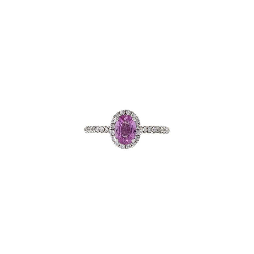 925 Sterling Silver Pink Sapphire and Diamond Ring
