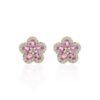 Sterling silver cherry blossom flower earrings with pink sapphire accents