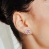 Cherry blossom earrings featuring cluster-set pink sapphire and diamond details