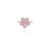 Sterling silver cherry blossom ring with pink sapphire stones