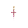 925 Sterling Silver Pink Sapphire Cross Pendant