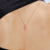 925 Sterling Silver Pink Sapphire Cross Pendant - Image 2