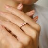 925 Sterling Silver Pink Sapphire & Diamond Open Design Ring - Image 2