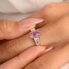 925 Sterling Silver Pink Sapphire Diamond Ring - Image 2