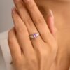925 Sterling Silver Pink Sapphire Diamond Ring - Image 3