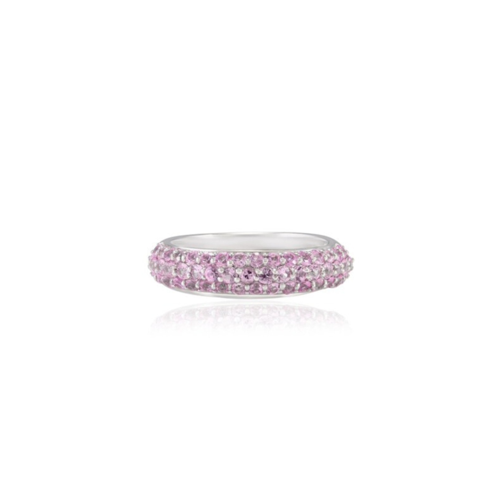 925 Sterling Silver Pink sapphire Dome Style Band