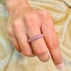 925 Sterling Silver Pink sapphire Dome Style Band - Image 2