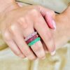 925 Sterling Silver Pink sapphire Dome Style Band - Image 4