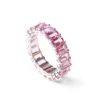 925 Sterling Silver Pink Sapphire Emerald Cut Eternity Band