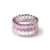 925 Sterling Silver Pink Sapphire Emerald Cut Eternity Band - Image 4