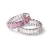 925 Sterling Silver Pink Sapphire Emerald Cut Eternity Band - Image 6