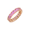 925 Sterling Silver Pink Sapphire Emerald Cut Eternity Band