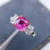 925 Sterling Silver Pink Sapphire Engagement Ring with Diamonds - Image 2
