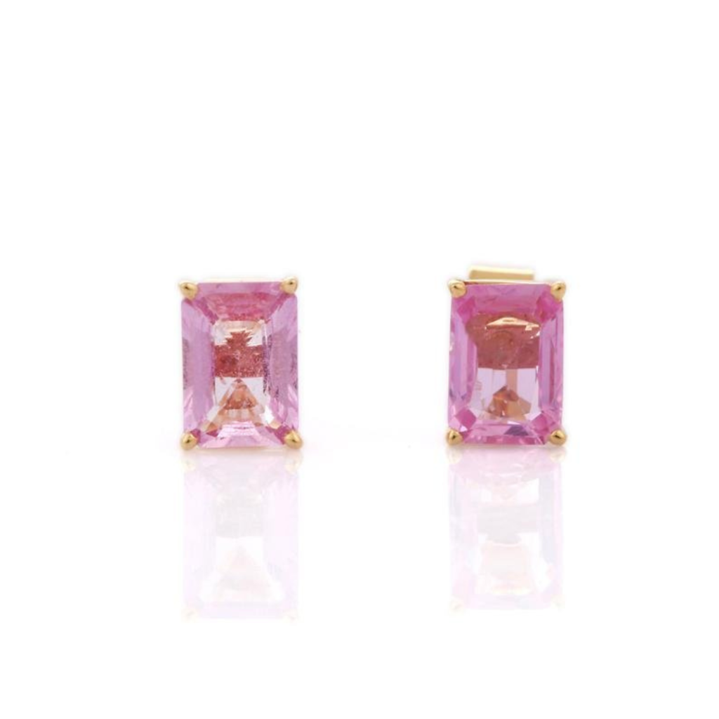 925 Sterling Silver Pink Sapphire Stud