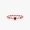 925 Sterling Silver Pink Tourmaline Chain Ring - Image 3