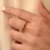 Pink tourmaline ring with six bezel-set oval stones
