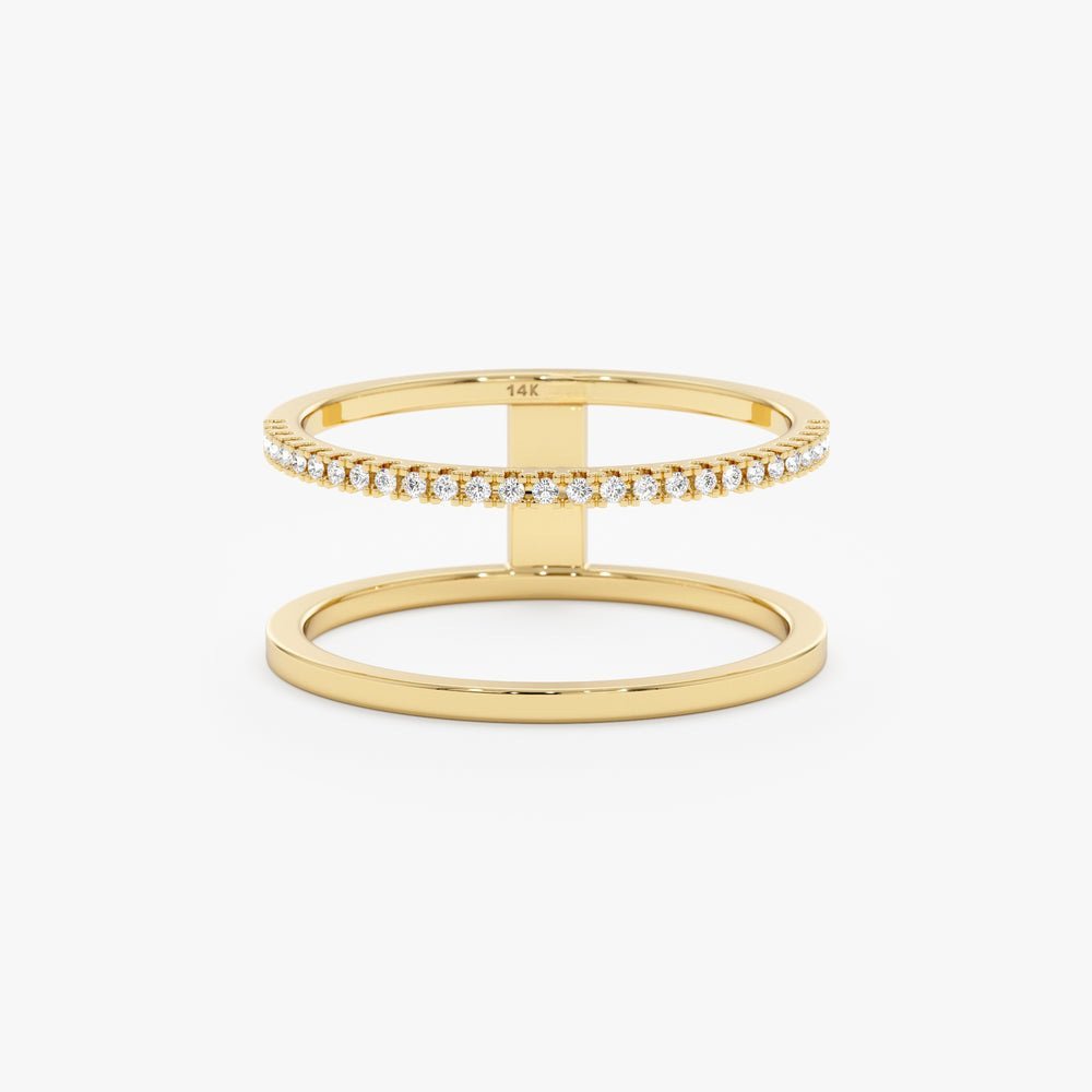 925 Sterling Silver Plain and Diamond Line Ring