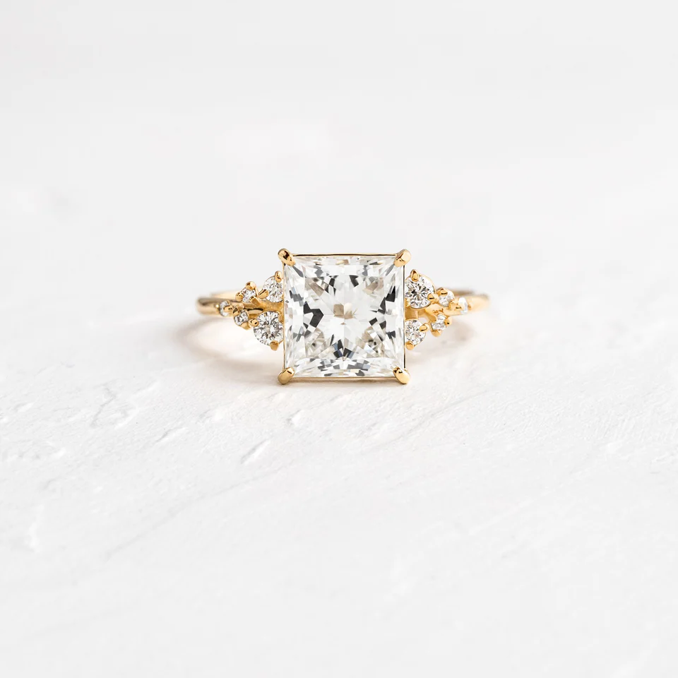 925 Sterling Silver Princess Cut Diamond Engagement Ring