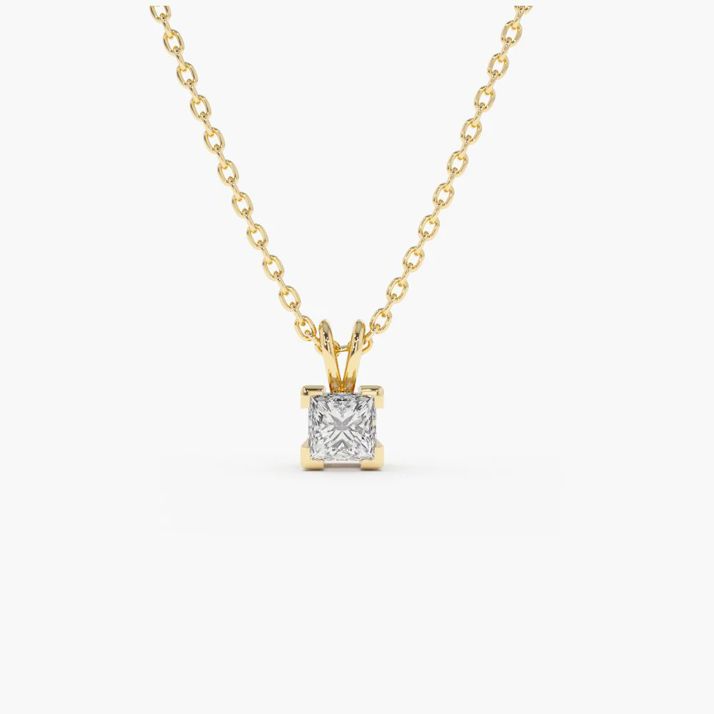 925 Sterling Silver Princess-Cut Diamond Solitaire Pendant
