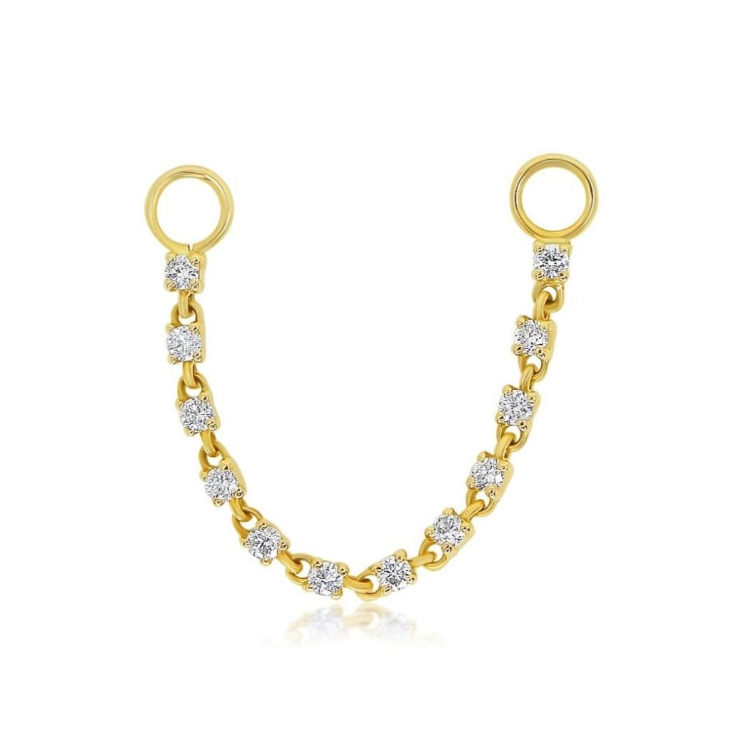 925 Sterling Silver Prong Diamond Chain Connecting Earring Charm