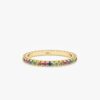 925 Sterling Silver Prong Rainbow Sapphire Eternity Ring