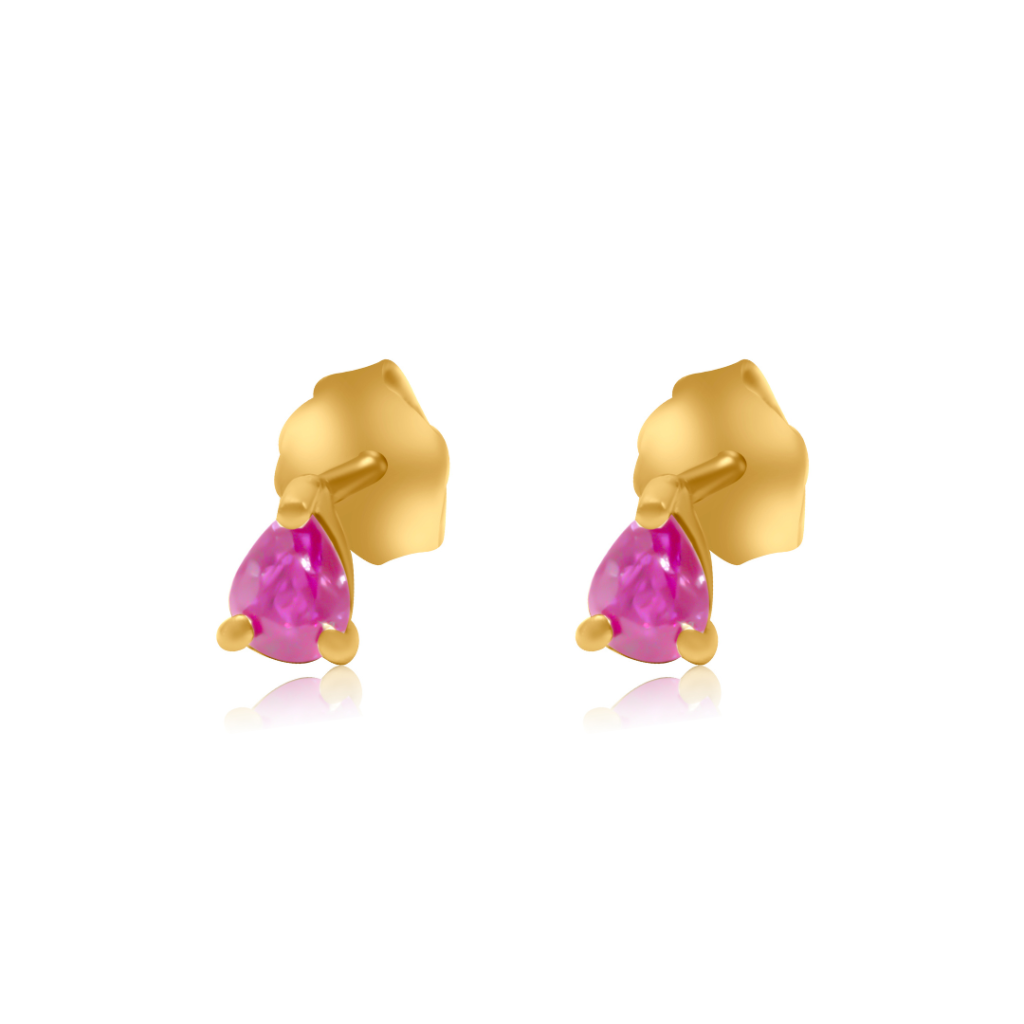 925 Sterling Silver Prong Ruby Pear Earring