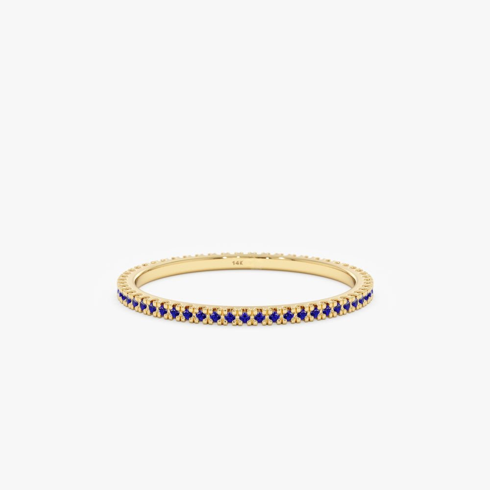925 Sterling Silver Prong Set Blue Sapphire Eternity Band