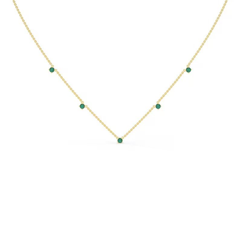 925 Sterling Silver prong set Emerald Choker