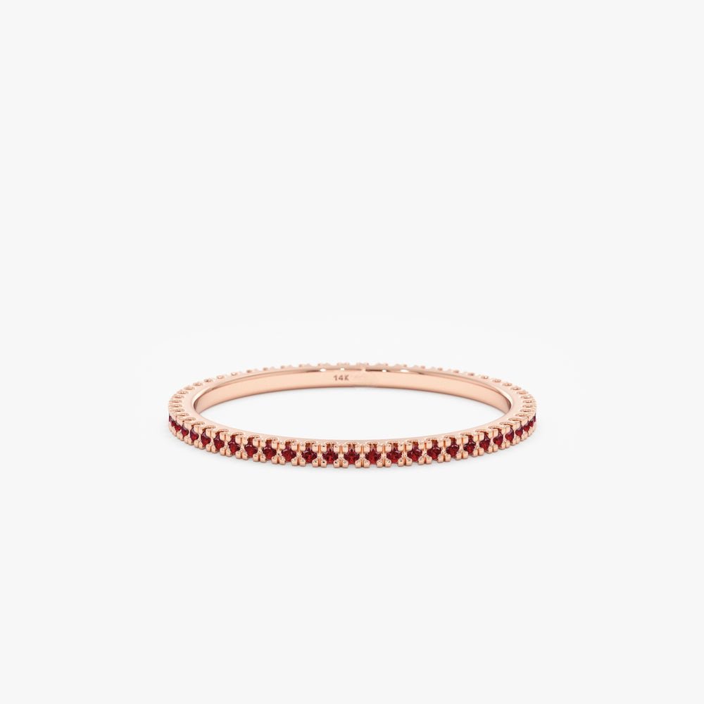 925 Sterling Silver Prong Set Ruby Eternity Band